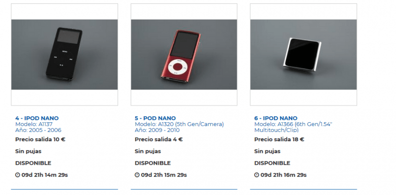 subasta dispositivos electrónicos