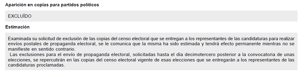 no recibir propaganda electoral