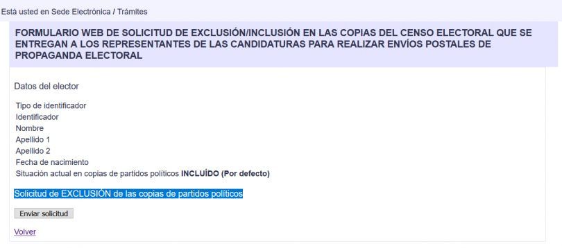 no recibir propaganda electoral