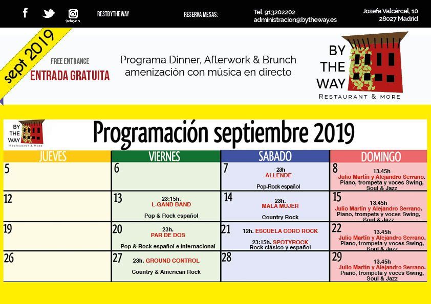 programación by the way septiembre 2019