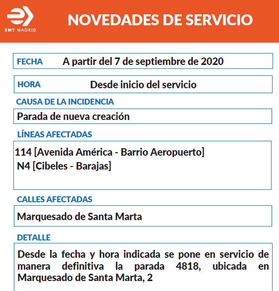 parada emt marquesado de santa marta