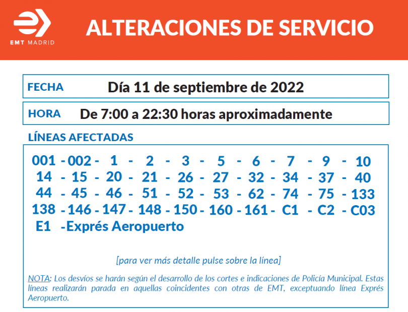 emt 11 de septiembre 2022 madrid