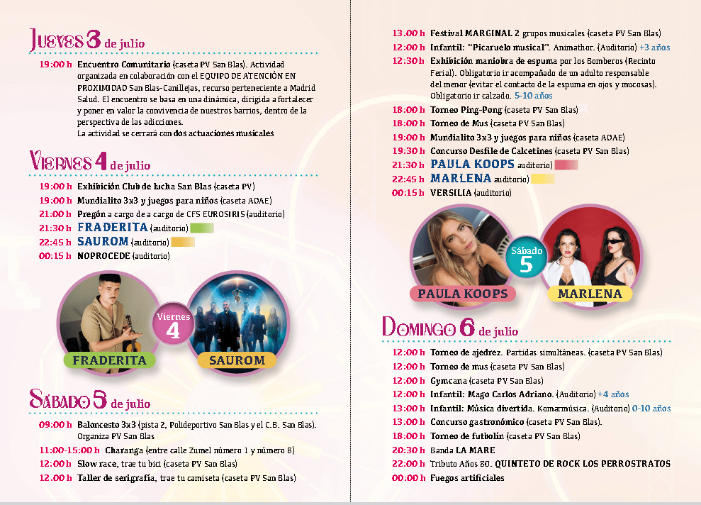 programa fiestas san blas canillejas 2025