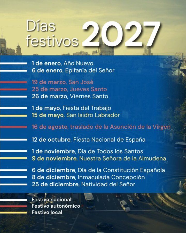 días festivos 2027